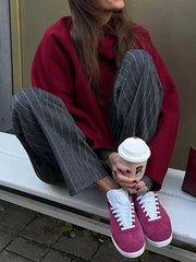 Retro Wine Red Casual Coat Coats-241208