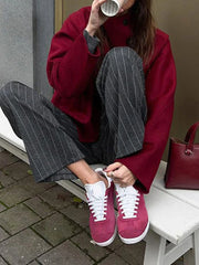 Retro Wine Red Casual Coat Coats-241208