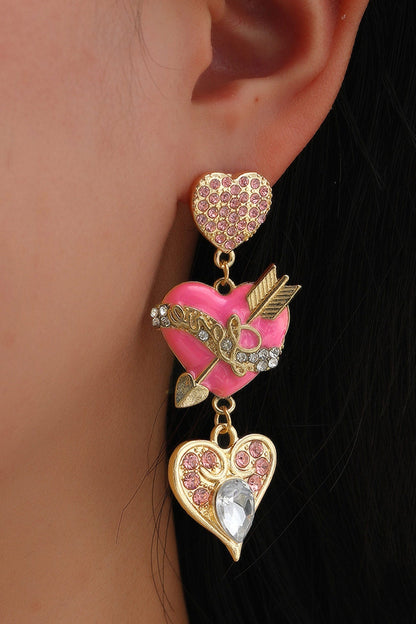 Rhinestone Cupid Heart Earrings