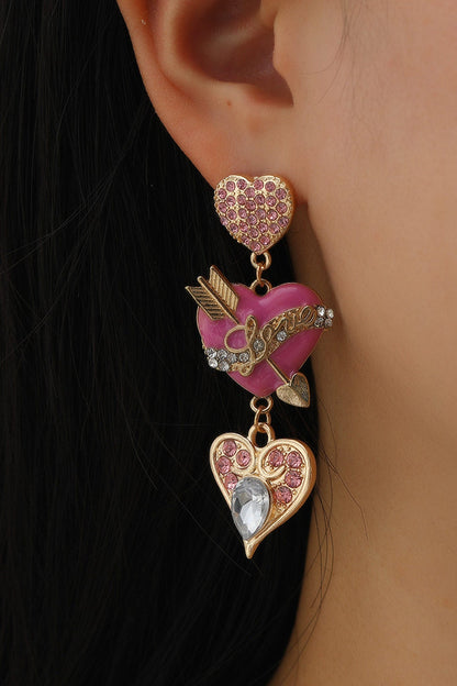 Rhinestone Cupid Heart Earrings