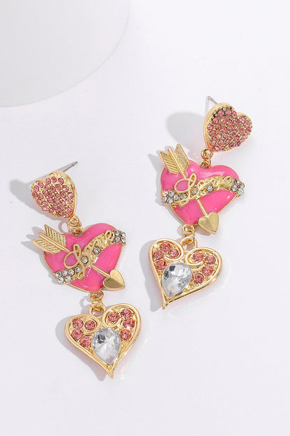 Rhinestone Cupid Heart Earrings