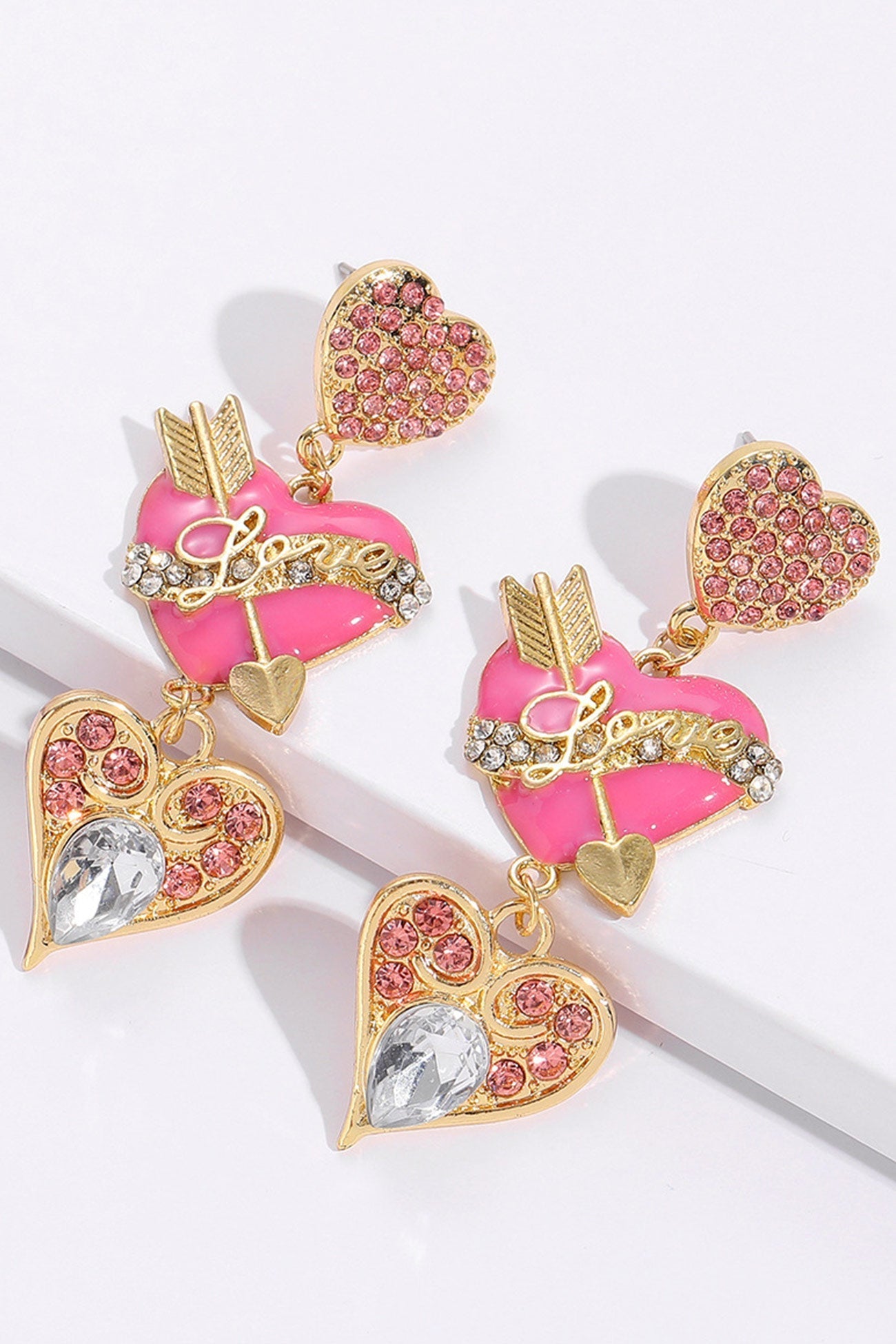 Rhinestone Cupid Heart Earrings