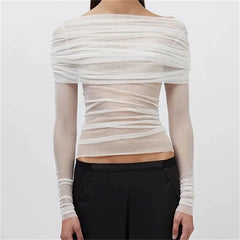 Semi-transparent Mesh Women's Long-sleeved Top