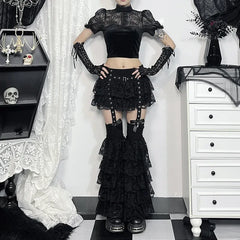 Lace Layered Eyelet Mini Skirt