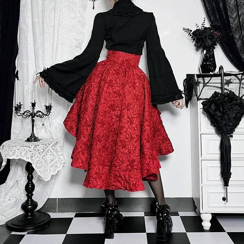 Pleated Bodice Antique Skirt red / S