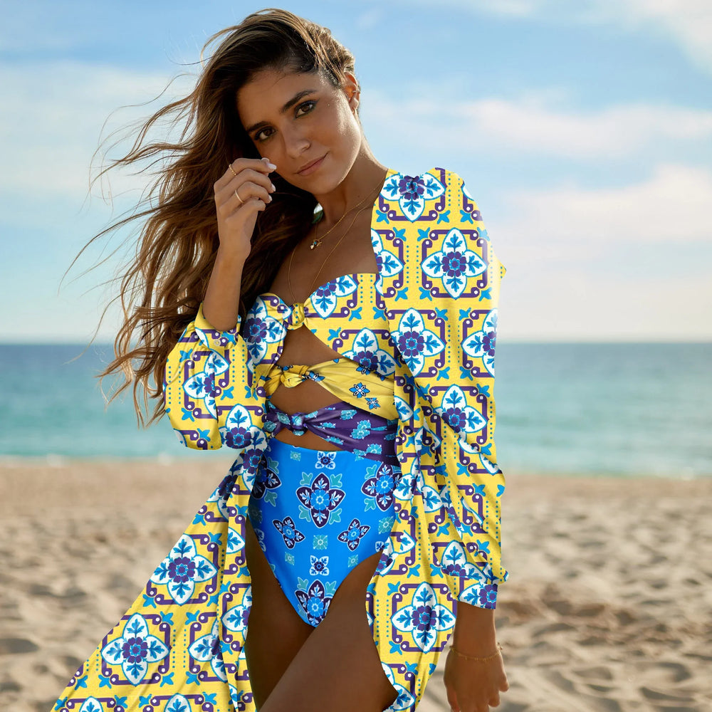 Print One-Piece Swimsuit Cover Up green3 / S