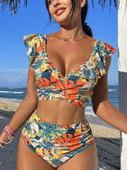 Push up Print Holiday Two Piece Set yellow / S