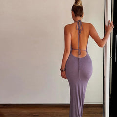 Ruched Halter Maxi Dress