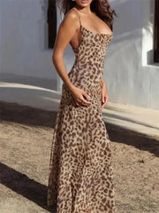 JAMILLA -  LEOPARD-INSPIRED STRAPPY MAXI DRESS