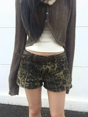 Rivet Lace-up Leather Short black / S