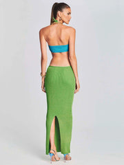 Halter Neck Shoulder Bikini Wrap Knit Beach Cover-Up