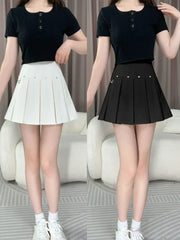 Rivet Pleated A-line Street Skirt