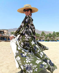Crochet Kaftan Tunic Beach Cover Up Dark Grey / One Size