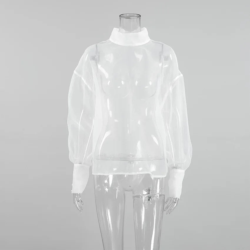 Mesh See-Through Long Sleeve Shirt