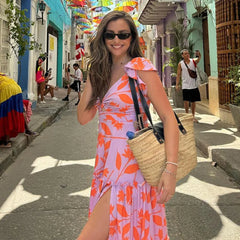 Ruffle One Piece Skirt Two Piece Set pink one piece and skirt / S