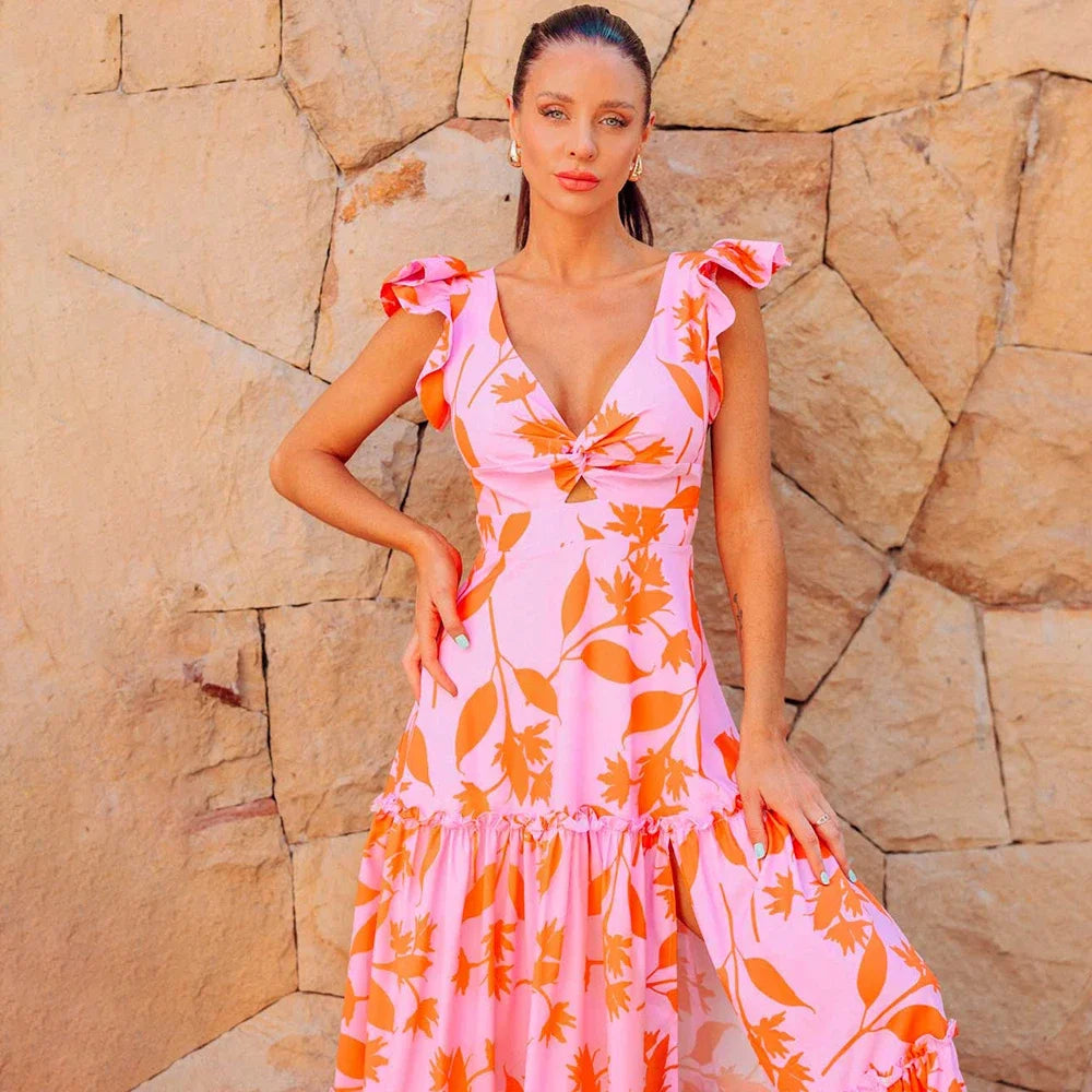 Ruffle One Piece Skirt Two Piece Set