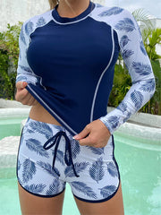 Tropical Print Rashguard Two Piece Set