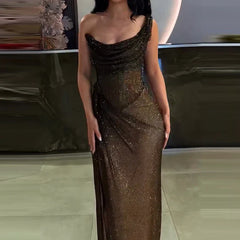 Sequin Off Shoulder Sleeveless Cocktail Party Outfit