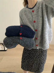 Soft Knit Heart-Shaped Long Sleeve Cardigan