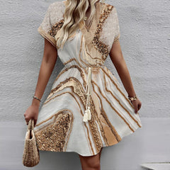 SIMA - CHIC GRAPHIC V-NECK DRESS