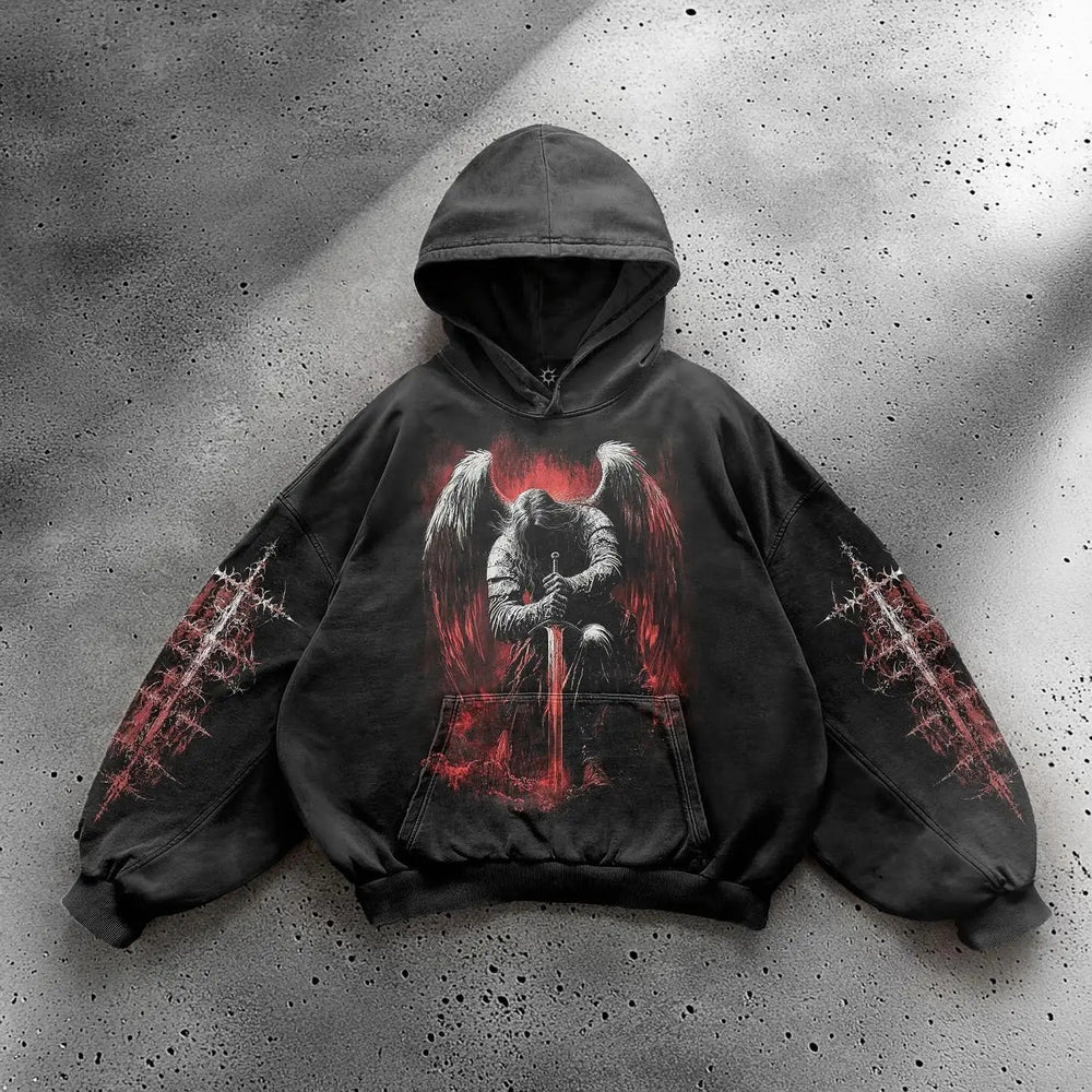 Harajuku Mysterious Printed Hoodie black1 / M