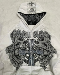 Dark Skull Oversized Zipper Hoodie