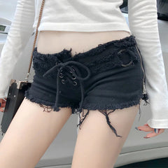 Torn Tied-Up Denim Short WHITE / S