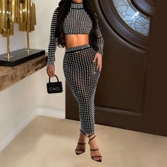 Rhinestone Strapless Top and Long Skirt Set