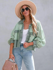 Women Long Sleeve Patchwork Loose Jackets