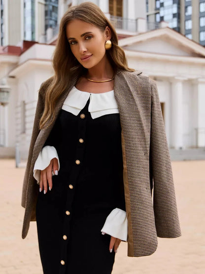 Patchwork Contrast Ribbed Midi Dress