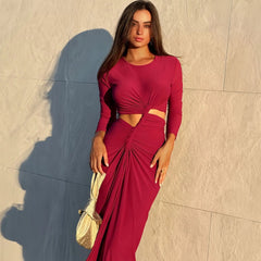 Long-Sleeved Irregular Bodycon Dress