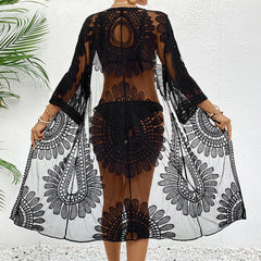 Elegant Lace-Up Beach Smock Cover Up