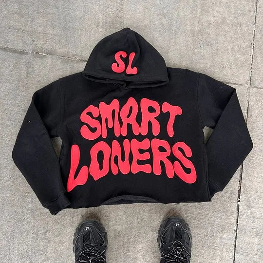 Dark Alphabet Graphic Pullover Hoodie
