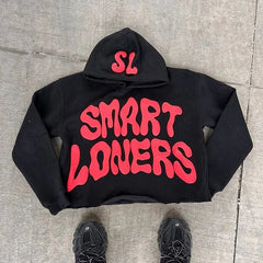 Dark Alphabet Graphic Pullover Hoodie