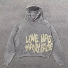 Dark Off Shoulder Pullover Hoodie Gray / M