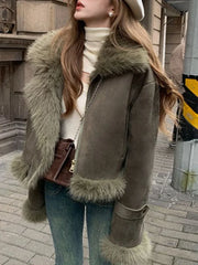 Faux Suede Leather Jacket
