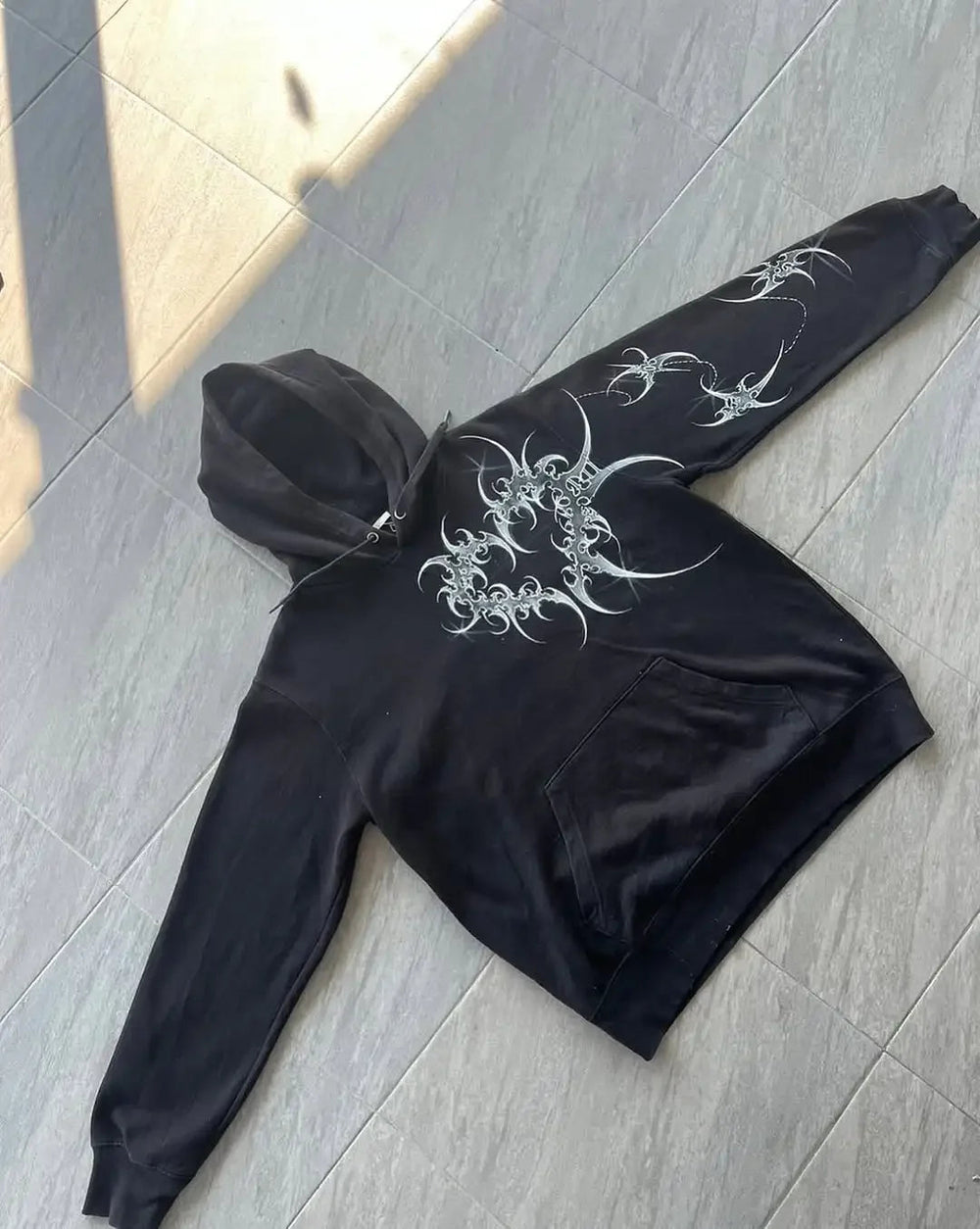 Harajuku Mournful Death Bone Hoodie black2 / S