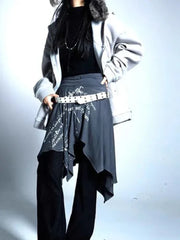 Vintage Print Retro Harajuku Skirt gray / S