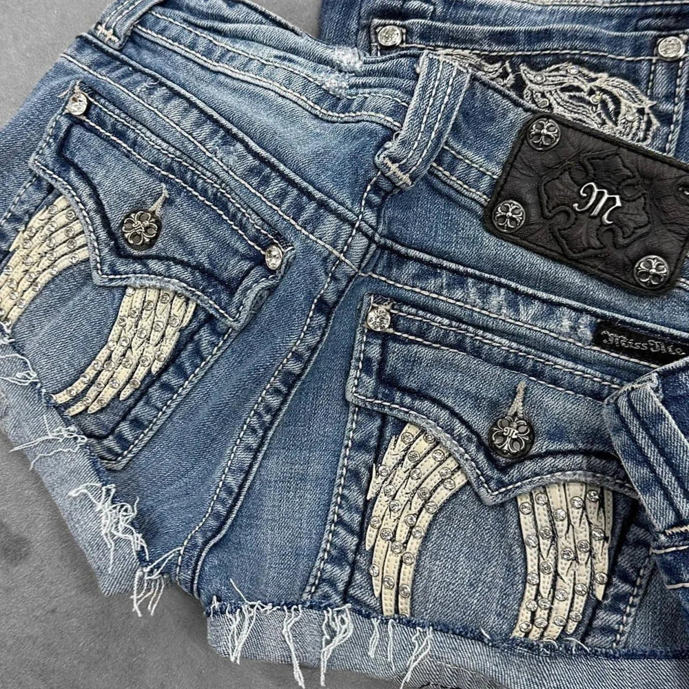 Embroidered Denim Short Brown / S