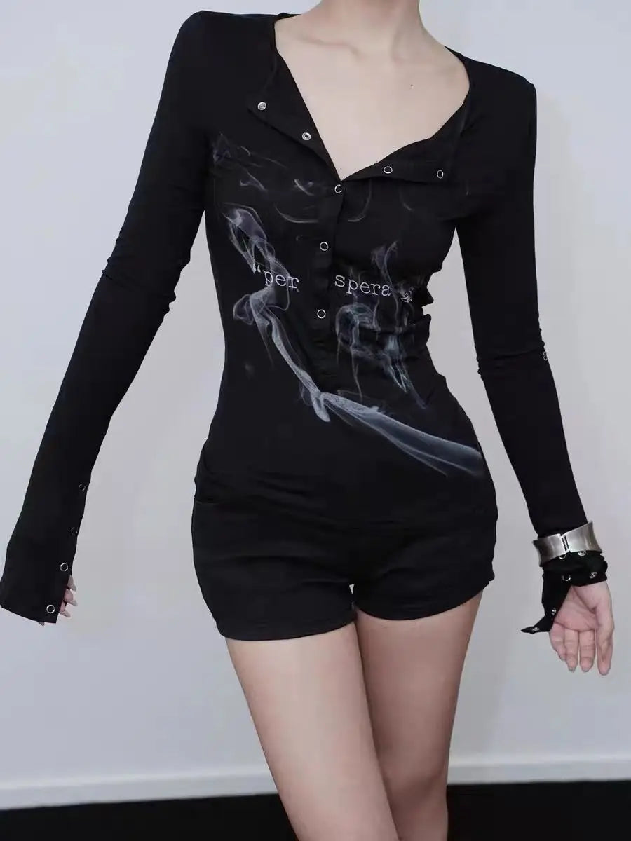 Tall Road Pictorial Extended Sleeve Shirt Black / S