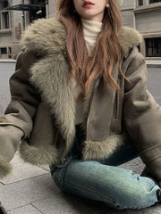 Faux Suede Leather Jacket