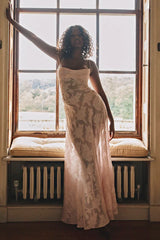 Long Sleeve Formal Deep V-Neck Evening Prom Gown