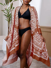 Printed Plus Size Bikini Cover Up Orange / One Size