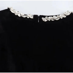 Black Rhinestone Velvet Mini Dress