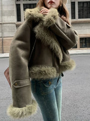 Faux Suede Leather Jacket