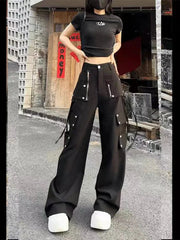 Dark Gothic Y2K Cargo Denim Pant Black / S