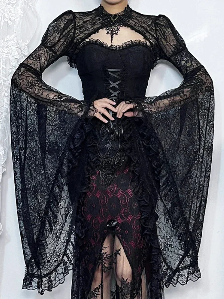 Dark Vintage Transparent Blouse Black / S