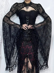Dark Vintage Transparent Blouse Black / S