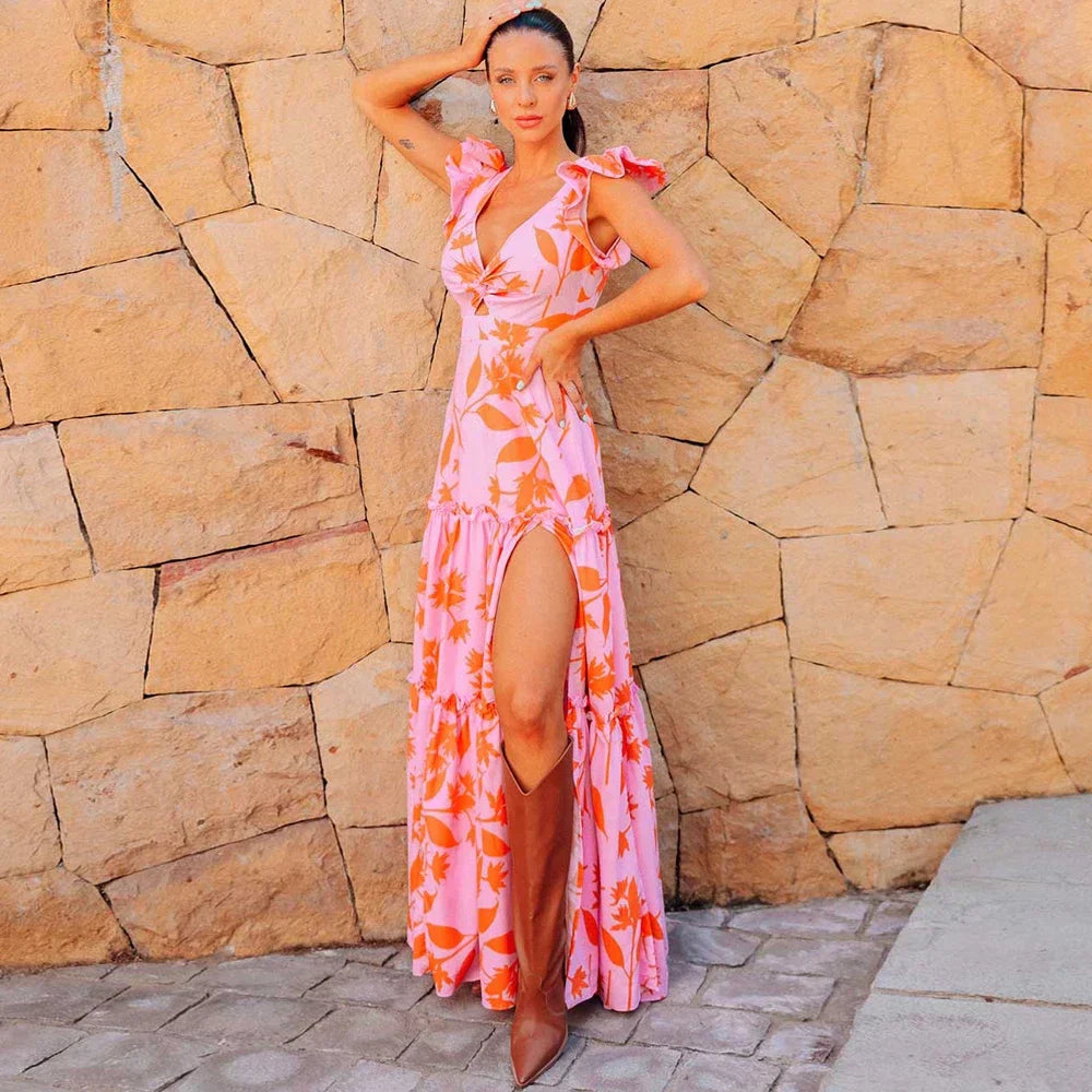 Ruffle One Piece Skirt Two Piece Set