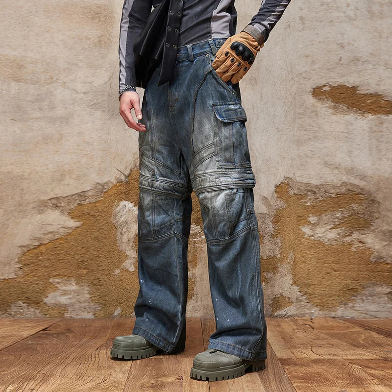 Vintage Gothic Multi-Pocket Denim Trouser
